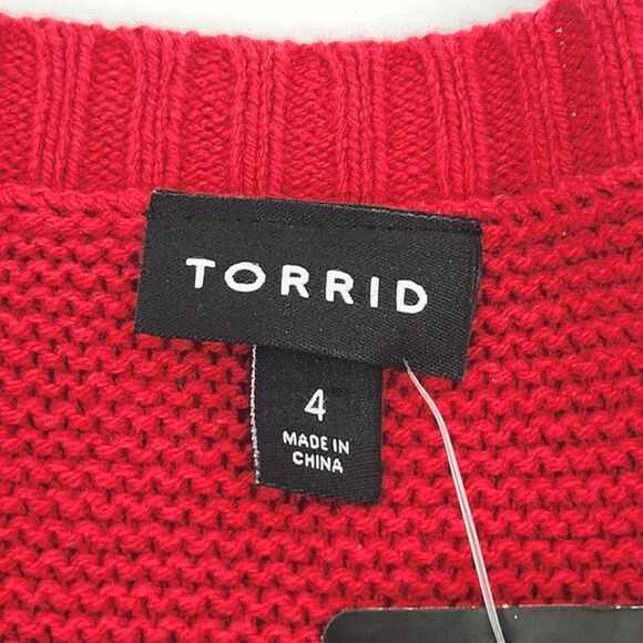 Torrid Cable Knit Sweater Tunic Womens Size 4X Red Fall Winter Preppy Christmas - Picture 4 of 8